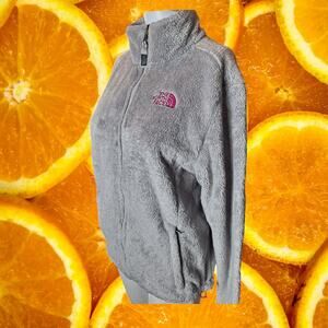 The North Face Women's Pink Ribbon Osito 2‎ Fleece Full Zip Grey Jacket Size M